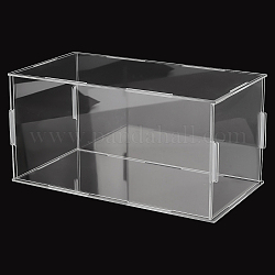 Cajas de exhibición de acrílico transparente, con base negra, para modelos, bloques de construcción, expositores de muñecas, Claro, producto acabado: 11.2x21.2x9.8cm, aproximamente 19 PC / sistema