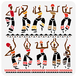 Fingerinspire donne africane pittura stencil 11.8x11.8 pollice grande donne danza stencil per dipingere riutilizzabile tribale motivo a onde floreali modello di disegno decorativo tema tribale stencil per artigianato fai da te