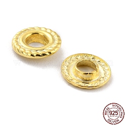 925 люверс из стерлингового серебра, для изготовления пакетов, плоский круглый узор с цветами конопли, золотые, 0.6x0.1 см, отверстие : 3 мм