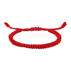 Bracciale intrecciato con fili di nylon, Bracciale da donna con cordino portafortuna regolabile, rosso, diametro interno: 2-1/8~3-1/8 pollice (5.5~8 cm)
