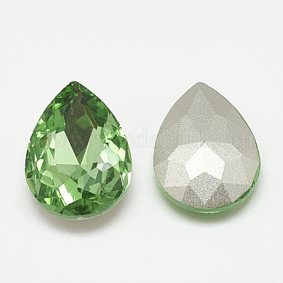 Cabochons en verre avec strass de dos avec point&nbsp;RGLA-T081-7x10mm-19-1