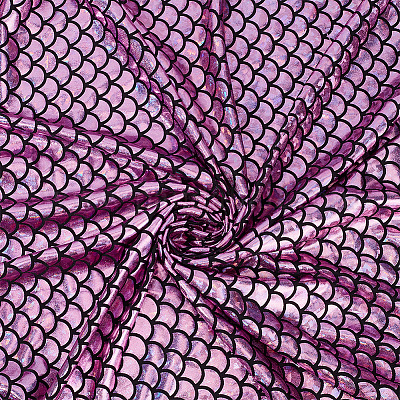 FINGERINSPIRE Mermaid Scales Fabric 39x59 inch Orchid Purple Hologram 2 Way  Stretch Fish Scale Fabric Sparkly Spandex Mermaid Printed Fish Scale