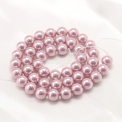 Chapelets de perles rondes en coquille&nbsp;BSHE-L011-8mm-A001-1