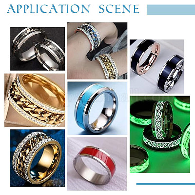 12pcs 2 Colors 6 Sizes Stainless Steel Grooved Finger Ring Metal Rings  Wedding Rings Core Blank for Inlay Ring Jewelry Making