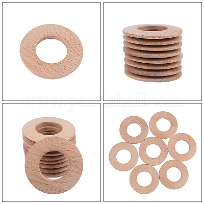 Wooden Rings Natural Beech for Craft, Unfinished Wood Ring Circle Rings for  DIY Baby Teething Toys, Baby Wooden Teether Accessories, Pendant Connector  (10 Pcs, 60 mm) 