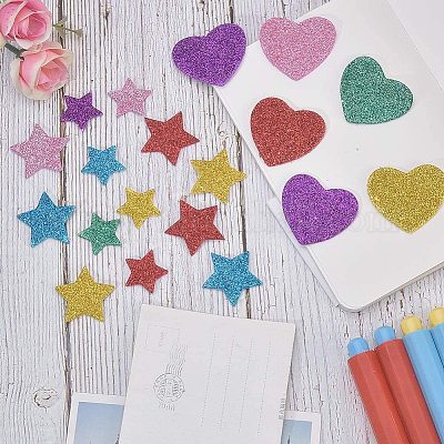 50x Heart Shape Self Adhesive Foam Glitter Stickers for Scrapbbok Kids Craft, Size: As described