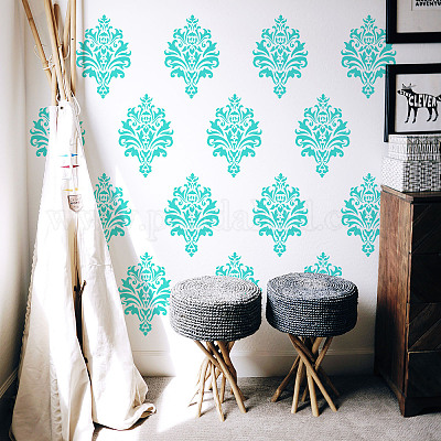 Damask Stencil Pattern for DIY Wall Painting