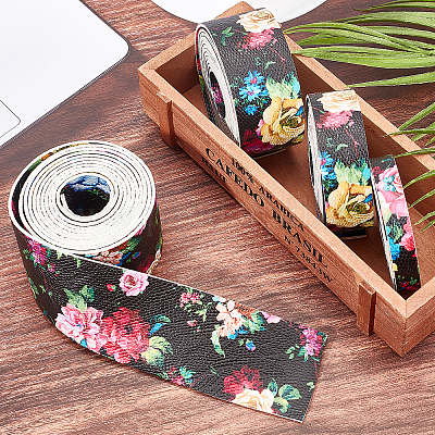 Wholesale GORGECRAFT Double Sided Printed Leather Strap Strip 1/2 Inch Wide  79 Inch Long Flower Black Leather Belt Strips Wrap Flat Cord for DIY Crafts  Projects Clothing Jewelry Wrapping Making Bag Handles 