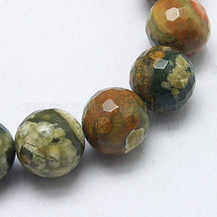 Natural Rhyolite Jasper Beads Strands G-G213-8mm-25-1