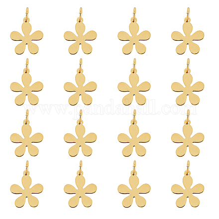 SUPERFINDINGS 16Pcs Real 18K Gold Plated Flower Pendants Brass Cherry Flower Blossom Dangle Charms Little Flowers Charms with Jump Rings for Jewelry Making DIY Crafts，Hole：3.5mm KK-FH0004-89-1