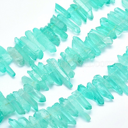 Electroplated Natural Quartz Crystal Beads Strands G-P368-07A-1
