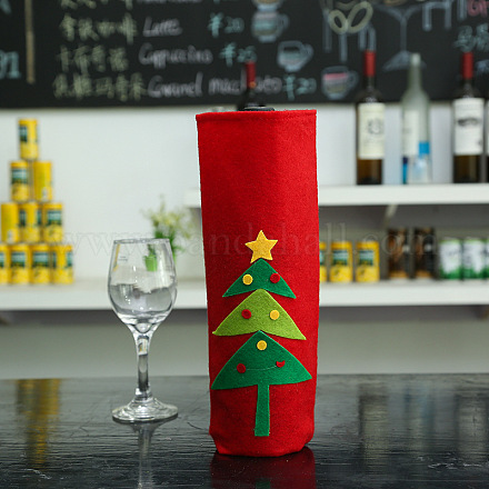 Décoration de sacoche de bouteille de vin de Noël AJEW-E030-H03-1