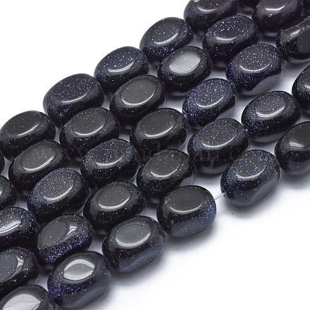 Chapelets de perles en pierre d'or bleue synthétique G-G793-08A-02-1
