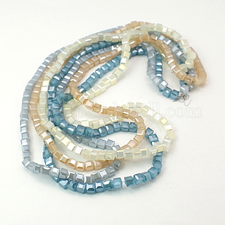 Chapelets de perles en verre électroplaqué EGLA-D018-4x4mm-M2-1