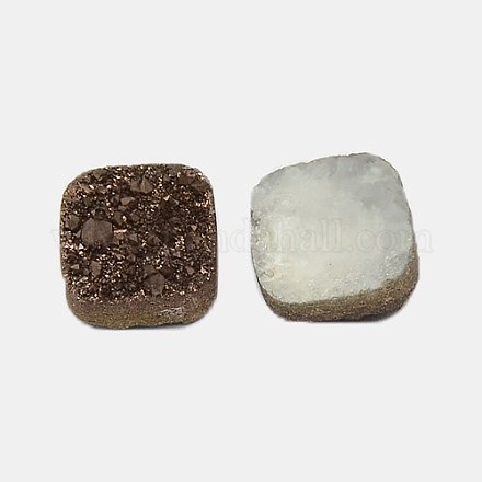 Electroplate Natural Druzy Crystal Cabochons G-L049-10X10mm-09-1