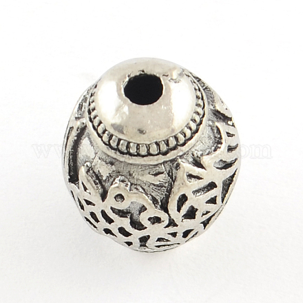 Tibetan Style Carved Alloy Oval Beads TIBEB-Q062-28AS-LF-1
