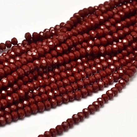 Faceted Rondelle Glass Beads Strands GLAA-I033-4mm-26-1