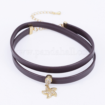 PU Leather Cord Choker Necklaces NJEW-H477-24G-1