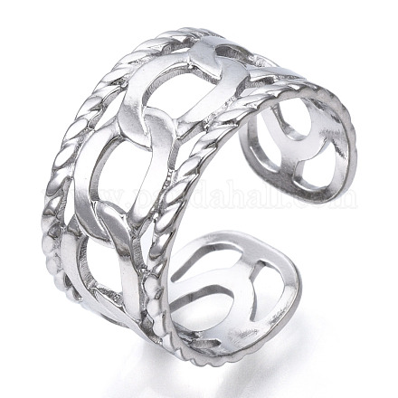 304 anello del polsino aperto a forma di catena di barbazzali in acciaio inossidabile RJEW-N040-04-1
