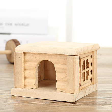 Casa del criceto in legno di pino DIY-WH0190-42-1