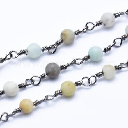 Chaînes artisanales en perles d'amazonite mate naturelle CHC-L036-27B-4mm-1