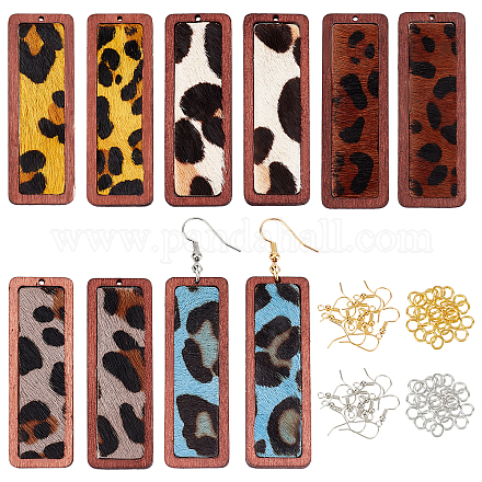 Rettangolo fai da te olycraft con kit per la creazione di orecchini pendenti con stampa leopardata DIY-OC0008-38A-1
