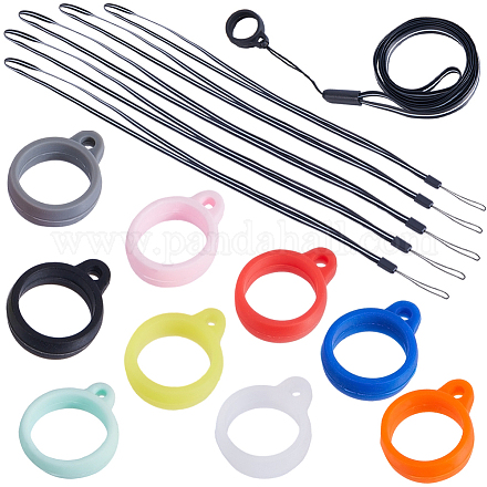 CRASPIRE 50PCS Anti-Lost Lanyard Set Including 5pcs Necklace Lanyards Pendant Holder Lanyard Safety Neck Strap 45pcs Silicone Ring Soft Pen Protective Ring for Daily Life Key Chains Outdoor Activities AJEW-CP0007-10-1