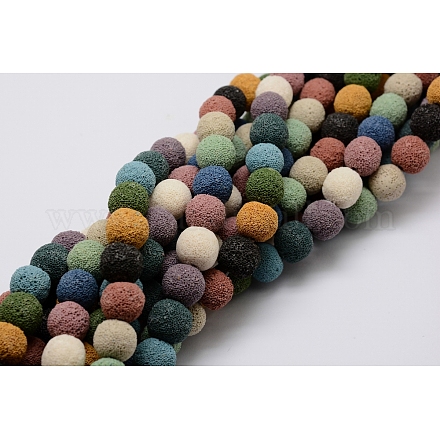 Natural Lava Round Beads Strands G542-1