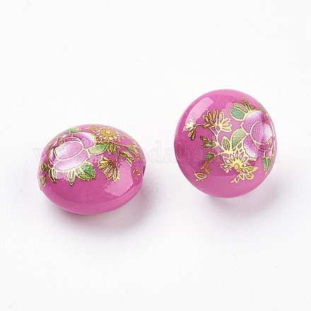 Perline in resina stampate a fiori RESI-E010-A19-1