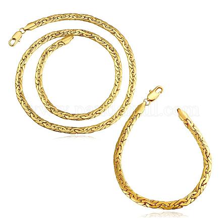 Conjuntos de joyería de cadena de cuerda de latón ecológicos chapados en oro real de 18k SJEW-BB07738-G-1