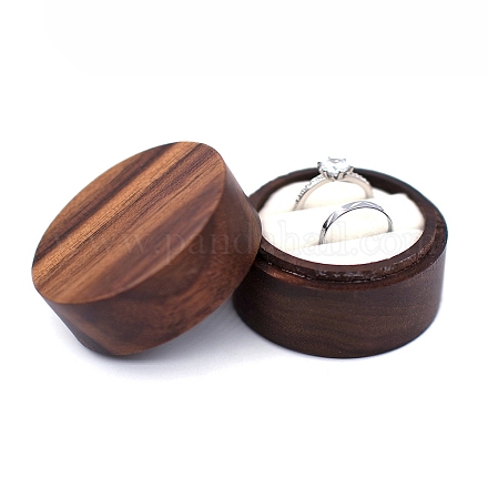 Круглые деревянные коробки для хранения колец для пар PW-WG32375-04-1