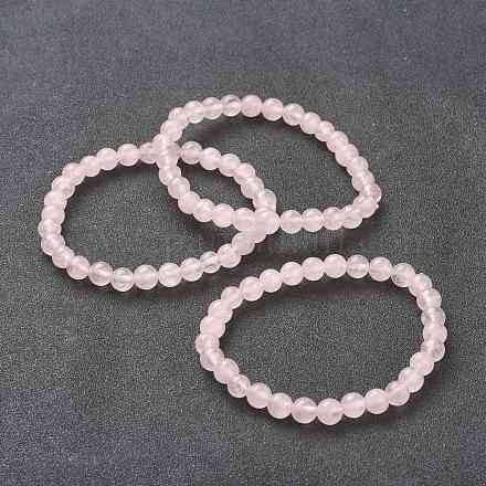 Naturali Quarzo Rosa stirata dei braccialetti bordati BJEW-A117-B-11-1
