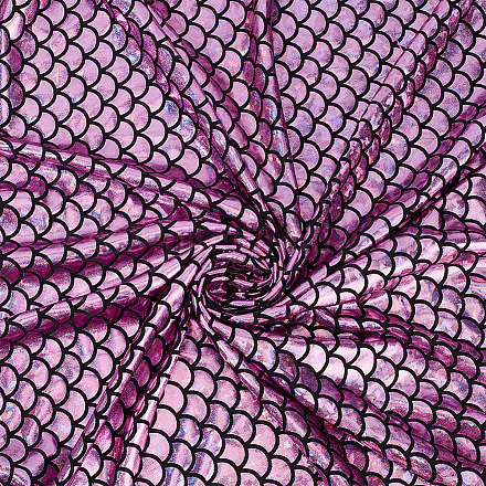 Fingerinspire ткань с чешуей русалки 39x59 дюйм орхидея фиолетовая голограмма эластичная ткань в двух направлениях из рыбьей чешуи блестящий спандекс с принтом русалки эластичная ткань с рыбьей чешуей для шитья одежды AJEW-WH0001-44-1