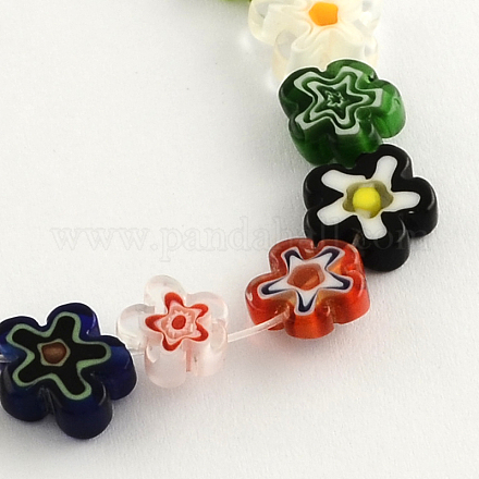 Flower Handmade Millefiori Glass Beads Strands LK-R004-18-1