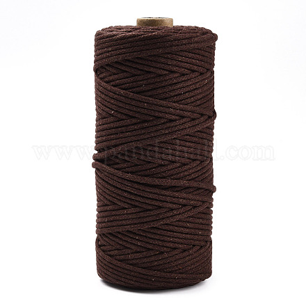 コットン糸  マクラメコード  装飾的な糸のスレッド  DIYの工芸品について  ギフトラッピングとジュエリー作り  ココナッツブラウン  3mm  約109.36ヤード（100m）/ロール。 OCOR-T001-02-06-1