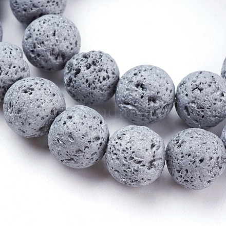 Fili di perle di roccia lavica naturale elettrodeposta sotto vuoto G-K259-58-12mm-05-1