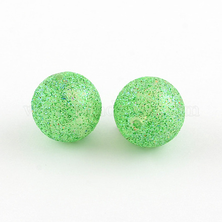 Chunky Gumball Bubblegum Acrylic Glitter Powder Round Beads OACR-Q002-06-1