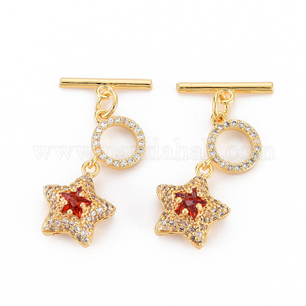 Brass Micro Pave Cubic Zirconia Toggle Clasps KK-S354-293B-NF-1