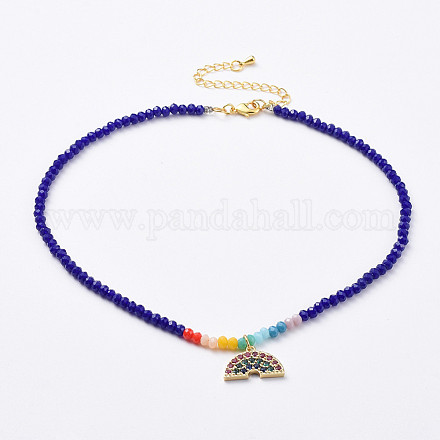 Glass Beads Pendants Necklaces NJEW-JN02562-01-1