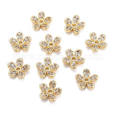 Brass Micro Pave Clear Cubic Zirconia Beads ZIRC-G170-04G-1