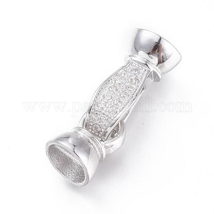Platinum Plated Sterling Silver Rhinestone Watch Band Clasps STER-N014-16-1