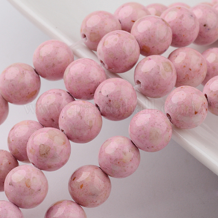Dyed Natural Fossil Beads Strands G-E328-6mm-03-1
