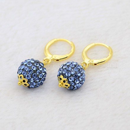 (vendita di fabbrica per feste di gioielli) orecchini pendenti con strass in resina a sfera rotonda EJEW-J080-04G-1