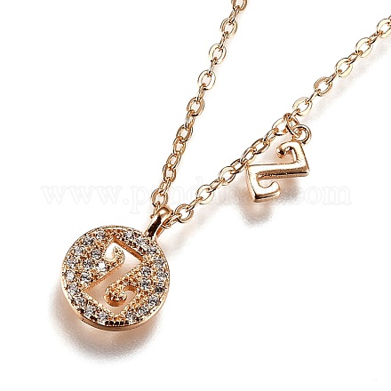 Brass Micro Pave Clear Cubic Zirconia Double Letter Pendant Necklaces NJEW-Z010-26-1