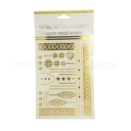 Cool Body Art Mixed Floral Pattern Removable Temporary Tattoos Metallic Paper Stickers AJEW-I008-08-1
