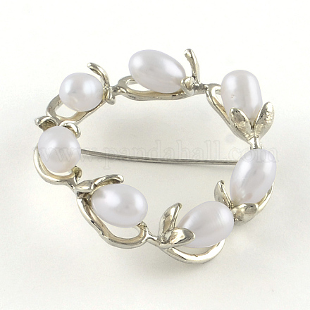 Broches de seguridad de abalorios de perlas naturales JEWB-R009-02-1