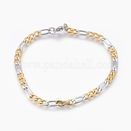 Bracelets de chaîne figaro en 304 acier inoxydable BJEW-L636-08E-GP-1