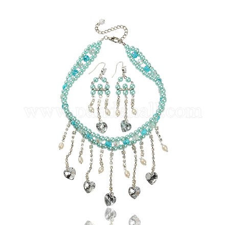 Sweet Elegance Fringe Jewelry Set SJEW-PJS322-1