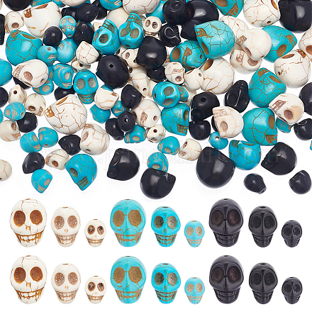 Arricraft 144 Stück 9 Stile Halloween synthetische türkisfarbene Perlenstränge TURQ-AR0001-25-1