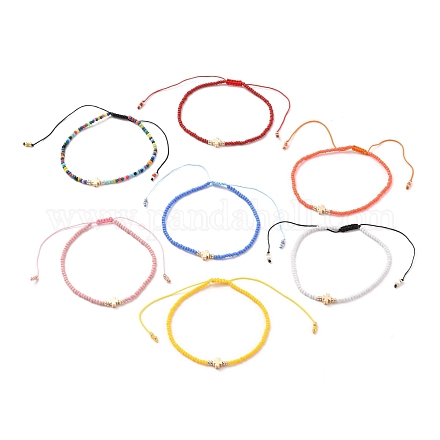 Bracelets réglables de perles tressées avec cordon en nylon BJEW-JB05625-1